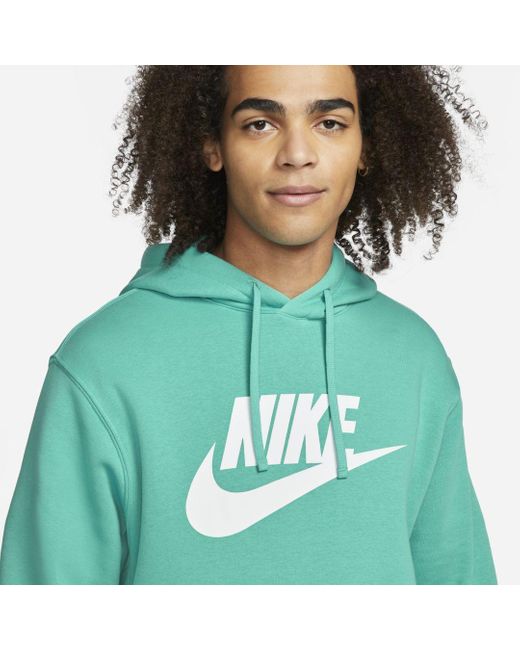 Nike Sportswear Club Fleece Graphic Pullover Hoodie in Washed Teal ...