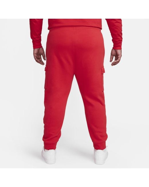 Nike Sportswear Club Fleece Cargo Pants in Red for Men | Lyst