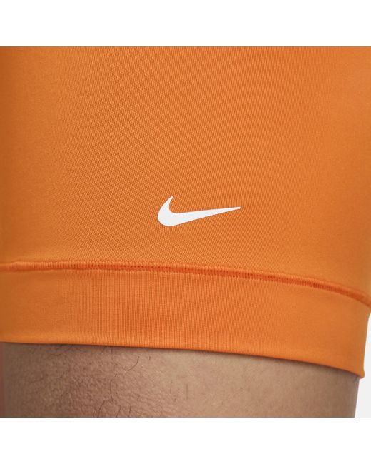 Nike Orange Dri-fit Essential Micro Long Boxer Briefs (3-pack) for men