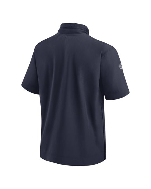 Nike Blue Seattle Seahawks Sideline Coach Nfl 1/2-zip Short-sleeve Hooded Jacket for men