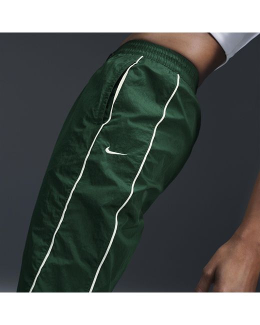 Nike Green Windrunner High-waisted Woven Open-hem Pants