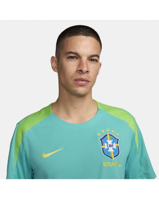 Nike Green Brazil Strike Dri-fit Soccer Short-sleeve Knit Top for men