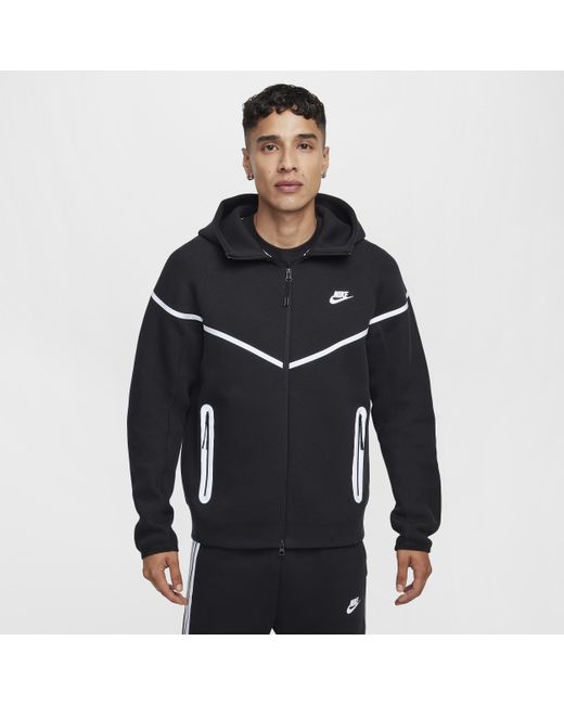 Nike Black Tech Windrunner Reflective Details Fleece Full-Zip Jacket for men