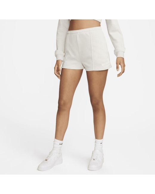 Nike White Sportswear Chill Terry High-Waisted Slim 2" French Terry Shorts