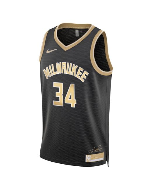 Nike Black Giannis Antetokounmpo Milwaukee Bucks 2024 Select Series Dri-fit Nba Swingman Jersey Polyester for men