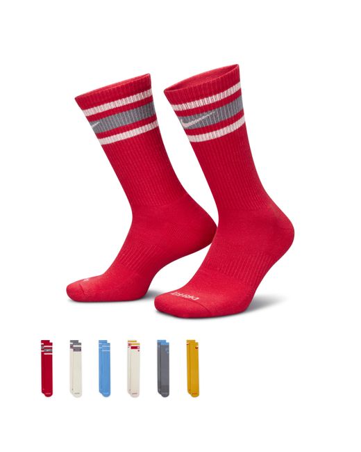 Nike Red Everyday Plus Cushioned Crew Socks (6 Pairs)
