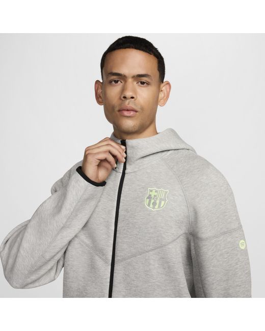 Nike Gray F.C. Barcelona Tech Fleece Windrunner Third Football Full-Zip Hoodie for men