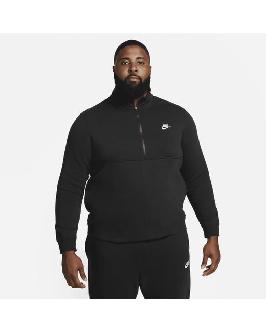 Nike Sportswear Club Brushed-back 1/2-zip Pullover in Black for Men | Lyst