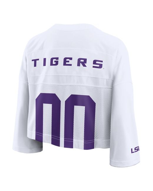 Nike White Lsu Jersey Dri-Fit College Cropped Top