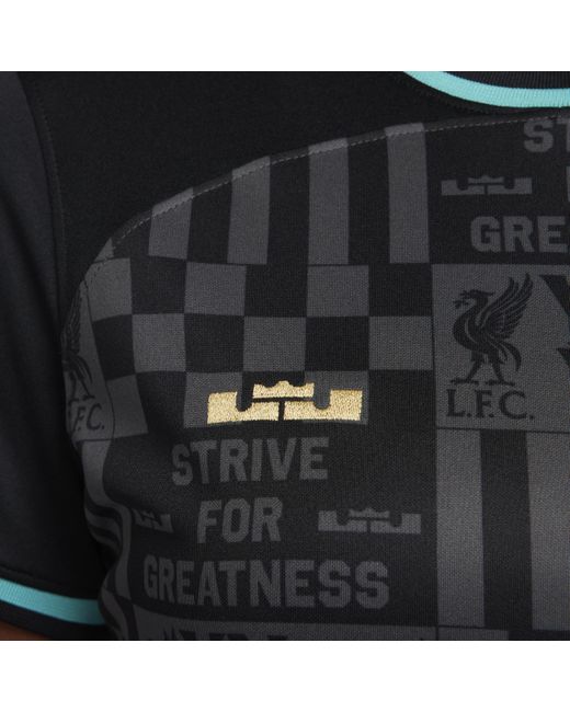 Nike Black Lebron X Liverpool F.c. Stadium Dri-fit Replica Football Shirt 50% Recycled Polyester
