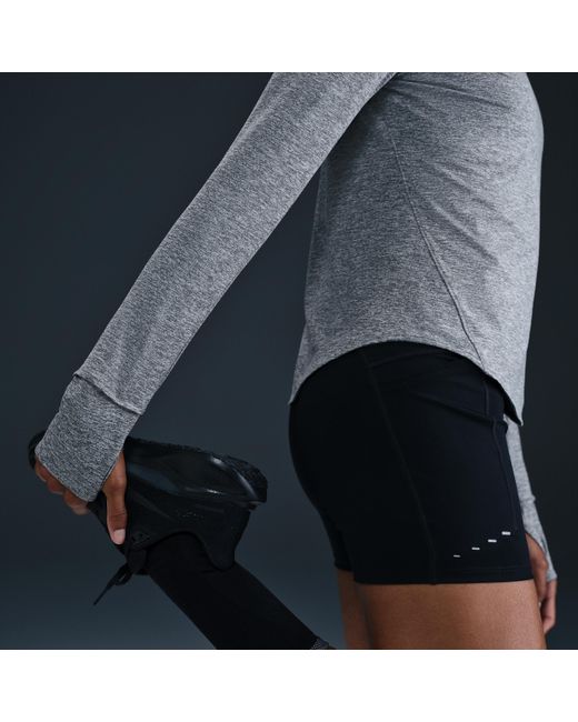 Nike Gray Swift Dri-Fit Uv Long-Sleeve Crew-Neck Running Top