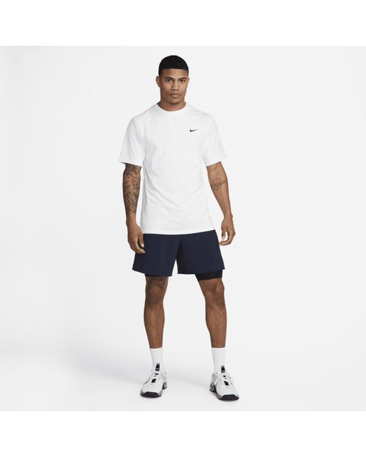 Nike White Hyverse Dri-fit Uv Short-sleeve Versatile Top Polyester for men