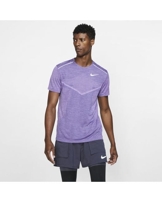 Nike Techknit Ultra Short-sleeve Running Top in Purple for Men | UK
