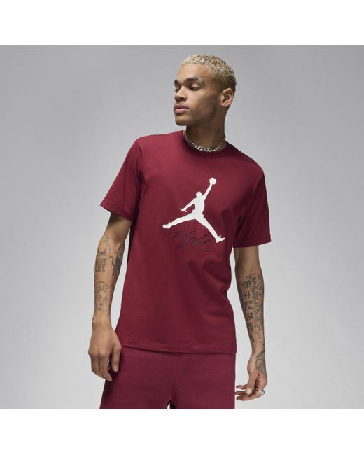 T-shirt jordan jumpman flight di Nike in Red da Uomo