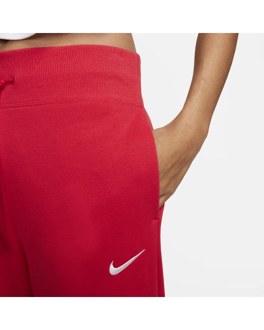 Nike Sportswear Phoenix Fleece joggingbroek Met Hoge Taille En Wijde Pijpen in het Red