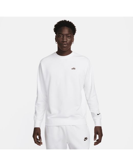 Felpa a girocollo in french terry sportswear di Nike in White da Uomo