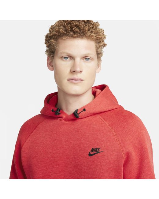 Felpa pullover con cappuccio sportswear tech fleece di Nike in Red da Uomo