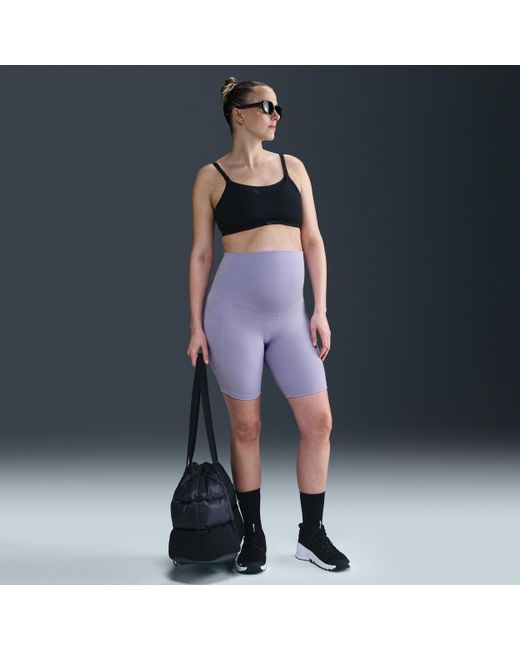 Nike Blue (M) One Dri-Fit High-Waisted 20.5Cm (Approx. Biker Shorts With Pockets (Maternity)