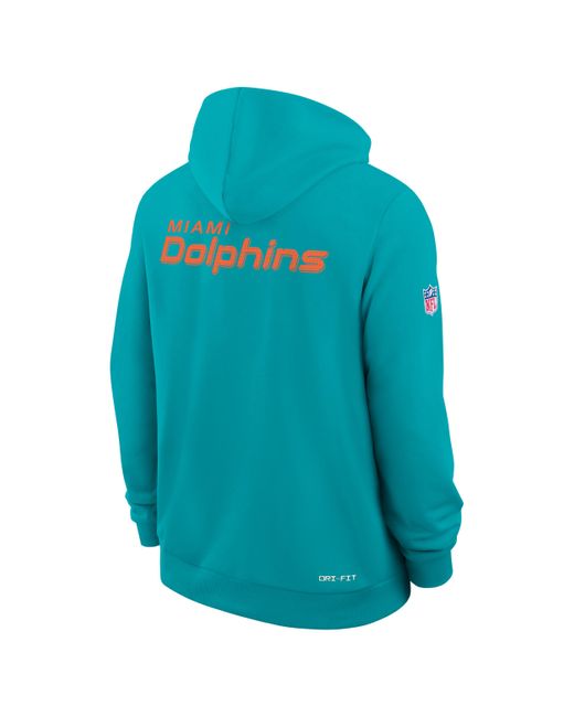 Nike Blue Miami Dolphins Initial Home Sideline Dri-Fit Nfl Pullover Hoodie for men