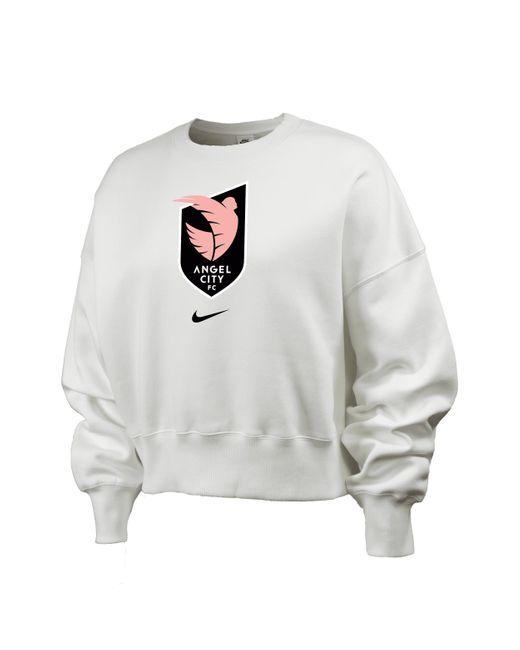 Nike White Angel City Fc Phoenix Fleece Nwsl Crew-neck Sweatshirt