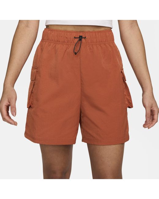 Nike Sportswear Essential Geweven Shorts Met Hoge Taille in het Brown