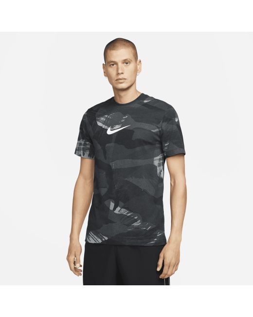Nike Dri-fit Camo Print Training T-shirt In Black, for men