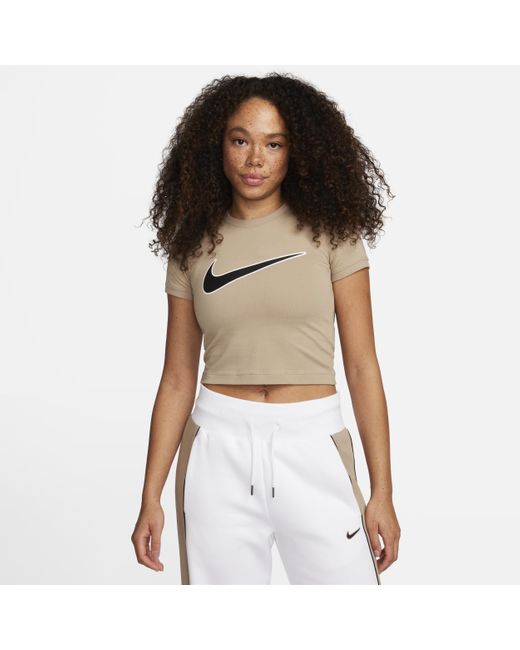 Nike Brown Sportswear Cropped T-shirt Polyester
