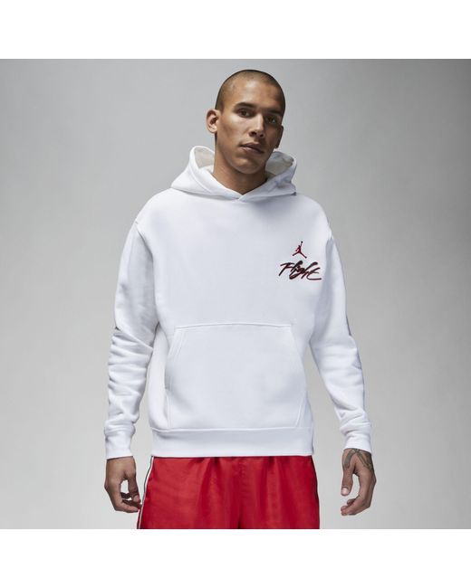 Nike Jordan Essentials Graphic Fleece Pullover in White for Men | Lyst