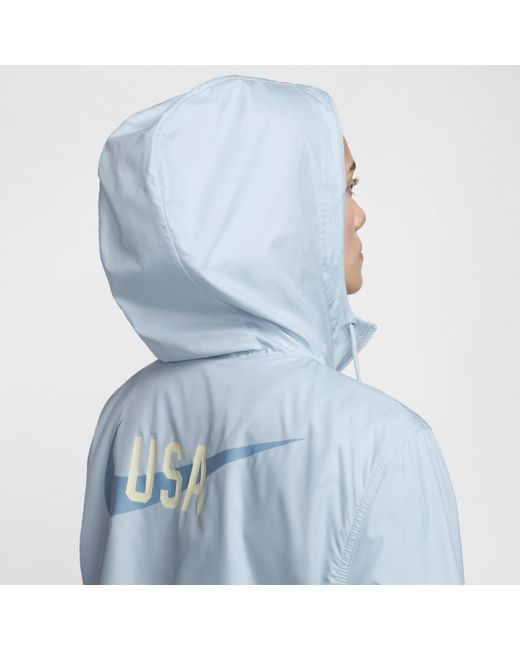 Nike Blue Usmnt Essential Repel Soccer Woven Hooded Jacket