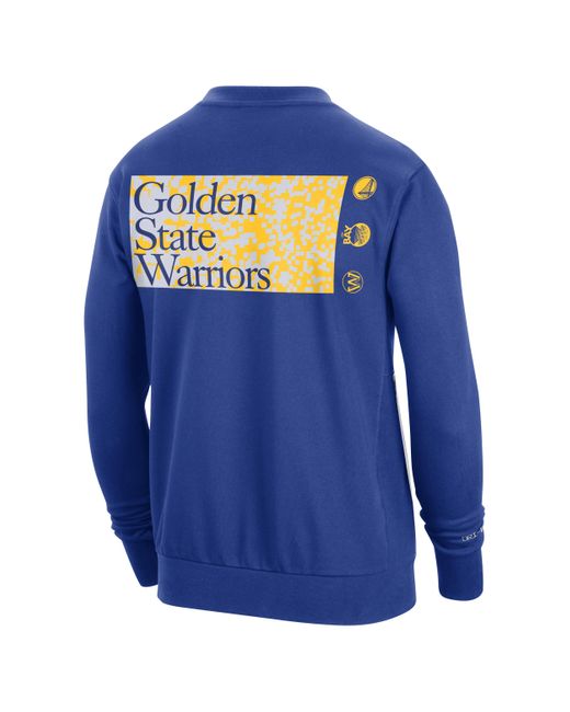 Nike Blue Golden State Warriors Standard Issue Dri-fit Nba Crew-neck Sweatshirt for men