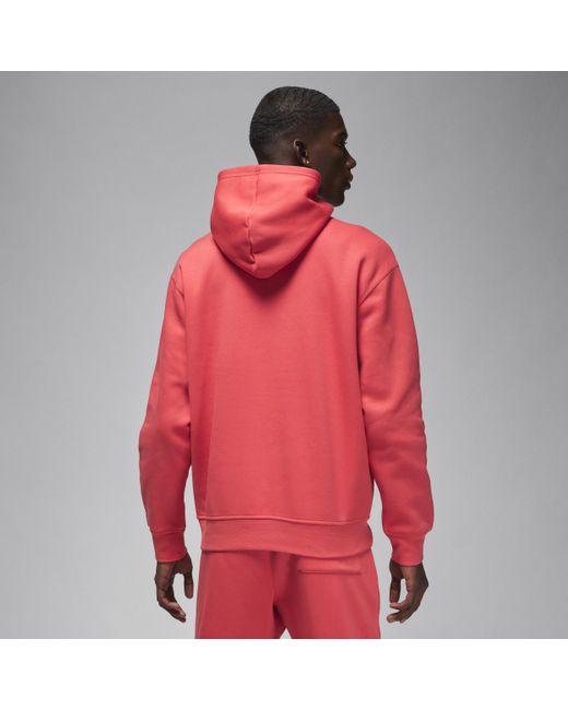 Nike Red Jordan Brooklyn Fleece Printed Pullover Hoodie Cotton for men