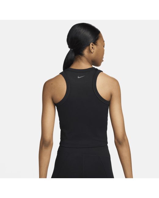 Nike One Fitted Korte Tanktop Met Dri-fit in het Black