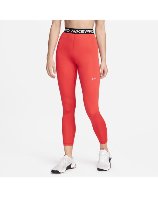 Nike Pro 7/8-legging Met Hoge Taille En Mesh Vlakken in het Red