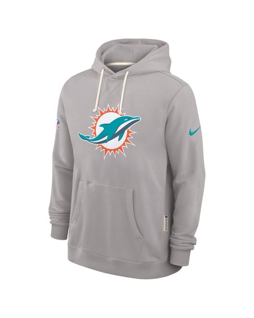Nike Gray Miami Dolphins Initial Home Sideline Dri-Fit Nfl Pullover Hoodie for men
