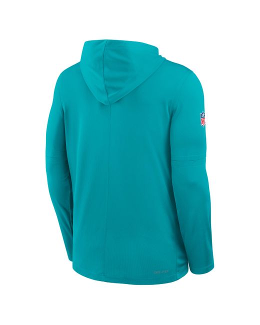 Nike Blue Miami Dolphins Pure Fury Sideline Dri-Fit Nfl Long-Sleeve Hooded Top for men