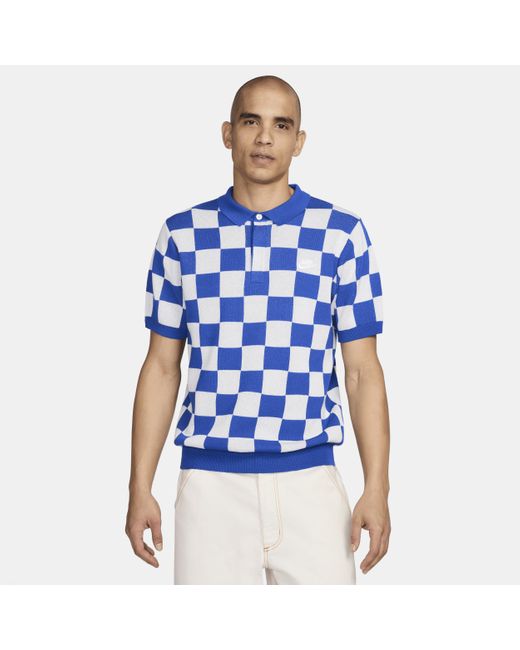 Nike Blue Sportswear Club Checkers Polo for men