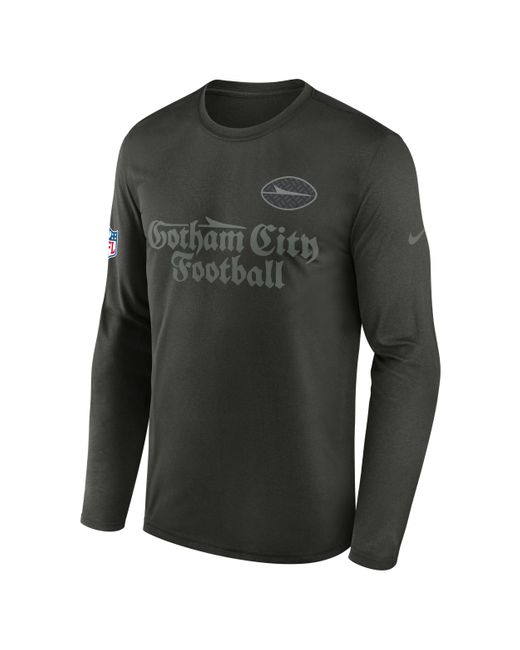 Nike Gray New York Jets Rivalries Collection Sideline Legend Logo Dri-Fit Nfl Long-Sleeve T-Shirt for men