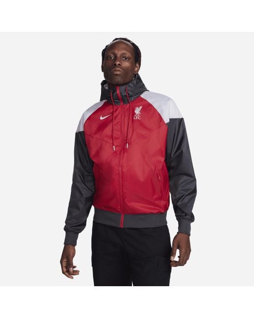 Nike Red Liverpool F.c. Sport Essentials Windrunner Football Hooded Woven Jacket 50% Recycled Polyester for men