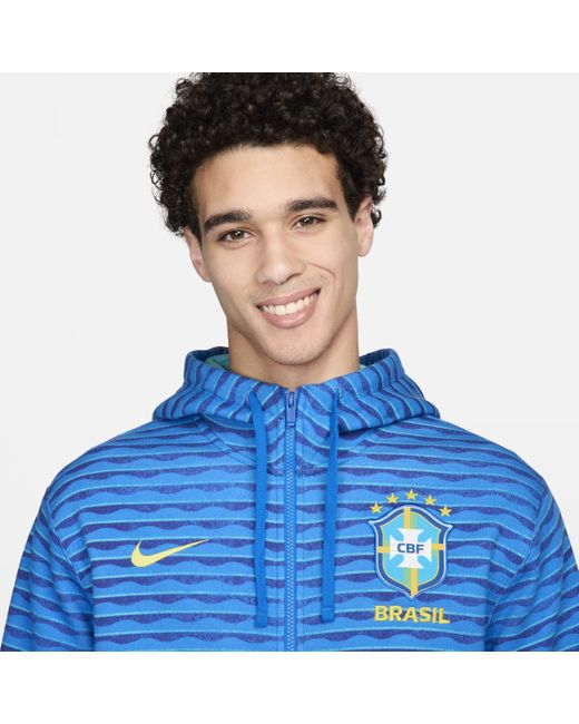 Nike Blue Brazil Club Fleece Soccer Full-zip Hoodie for men