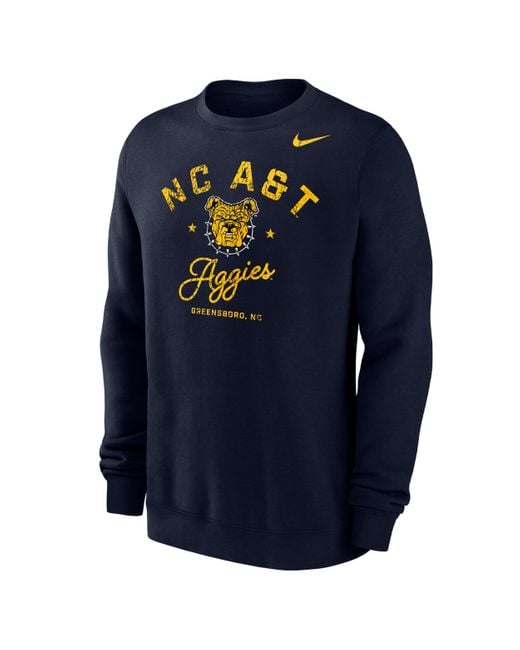 Nike Blue Club Fleece College (North Carolina A&T University) MenâCrew-Neck Sweatshirt for men