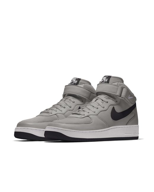 Nike Gray Air Force 1 Mid By You Custom Shoes Leather for men