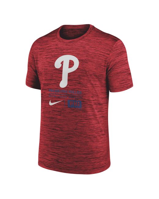 Nike Red Philadelphia Phillies Large Logo Velocity Mlb T-shirt for men
