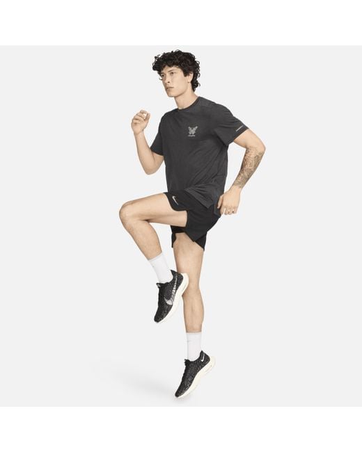 Nike Black Rise 365 Running Division Dri-fit Running Top for men