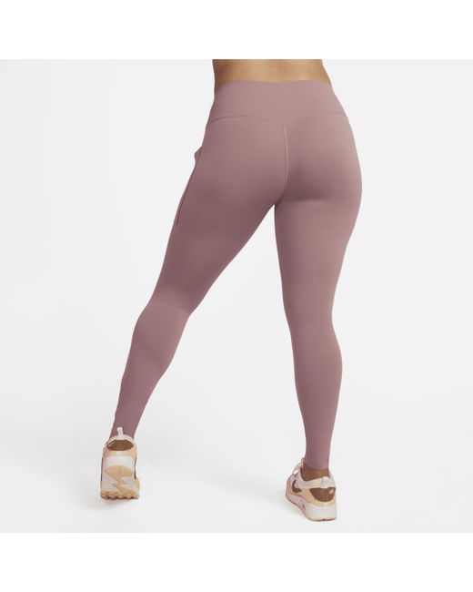 Nike Purple Universa Medium-support Mid-rise Full-length leggings With Pockets Nylon