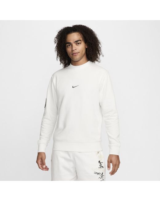 Nike White Sportswear Club Fleece Crew-neck French Terry Sweatshirt for men