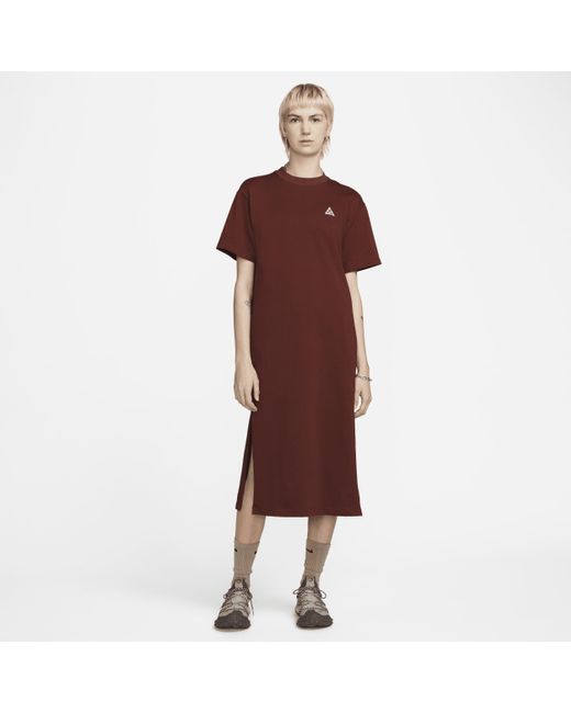 Nike Red Acg Dri-fit Adv "lupine" Dress In Brown,
