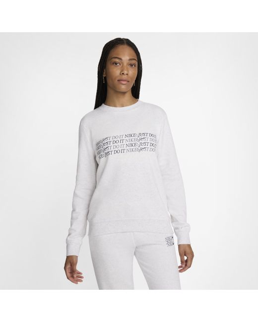 Nike White Sportswear Club Fleece Crew-neck Sweatshirt