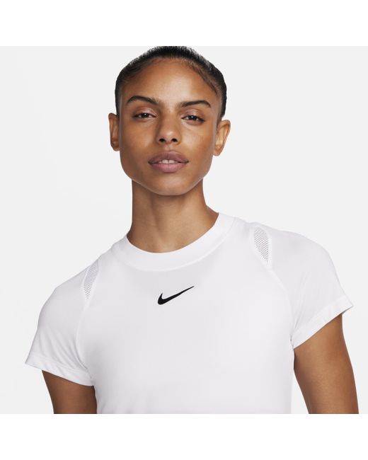 Maglia da tennis a manica corta dri-fit court advantage di Nike in White
