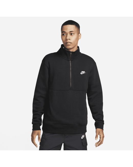 Nike Black Sportswear Club Brushed-back 1/2-zip Pullover for men