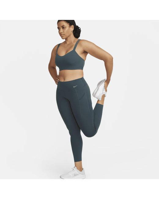 Nike Blue Universa Medium-support Mid-rise 7/8 leggings With Pockets Nylon